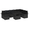 VidaXL Ensemble de canapé jardin 9 pièces avec coussins en rattan noir poly 3348339