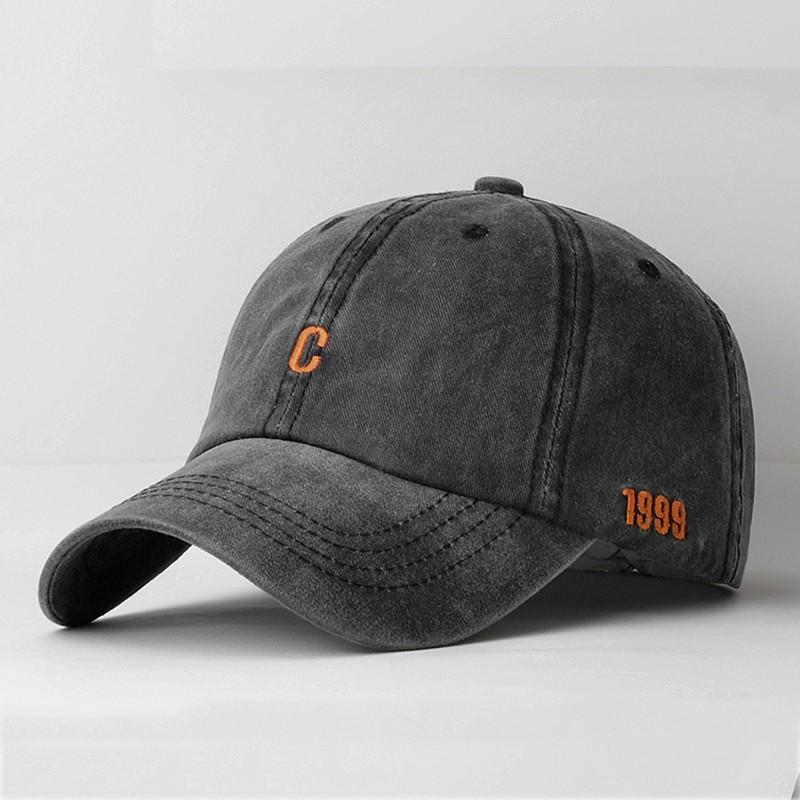 Letter C Embroidery Women Baseball Cap Solid Color Casual Peaked Caps For Men Washed Cotton Snapback Hat Sun Visors