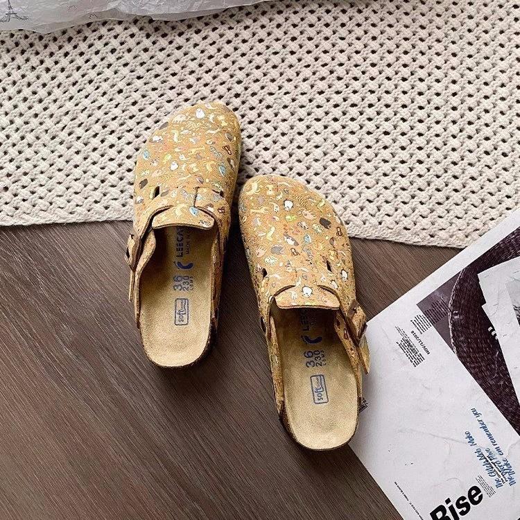 

Graffiti style thick-bottomed bag head half slippers women s summer wear new retro height-increasing one-pedal Boken sandals 35 малиновий