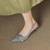 Fashion Elegant Woman Sandals High Heel Genuine Leather Pointed Toe Footwear 2025 Summer Slingback Fashion Dress Ladies Women Shoes