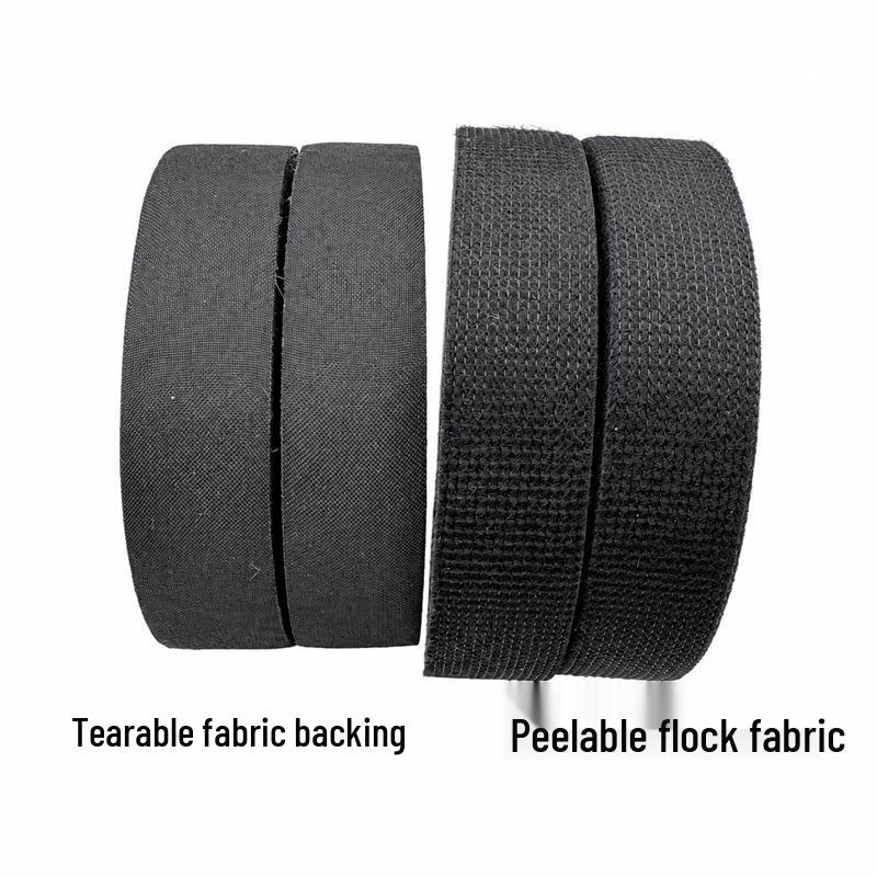 High Temp Resistant Black Flannel Automotive Wiring & Soundproofing Tape - Electrician-Grade, Flame Retardant, Hand Tearable, Adhesive Insulation.
