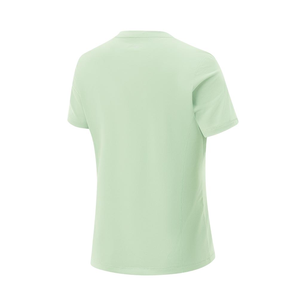 Li Ning Comfortable Casual Simple Solid Color Round Neck Pullover Short Sleeve T-Shirt Women Tops Sheep-Fat-Green ATSV264-10