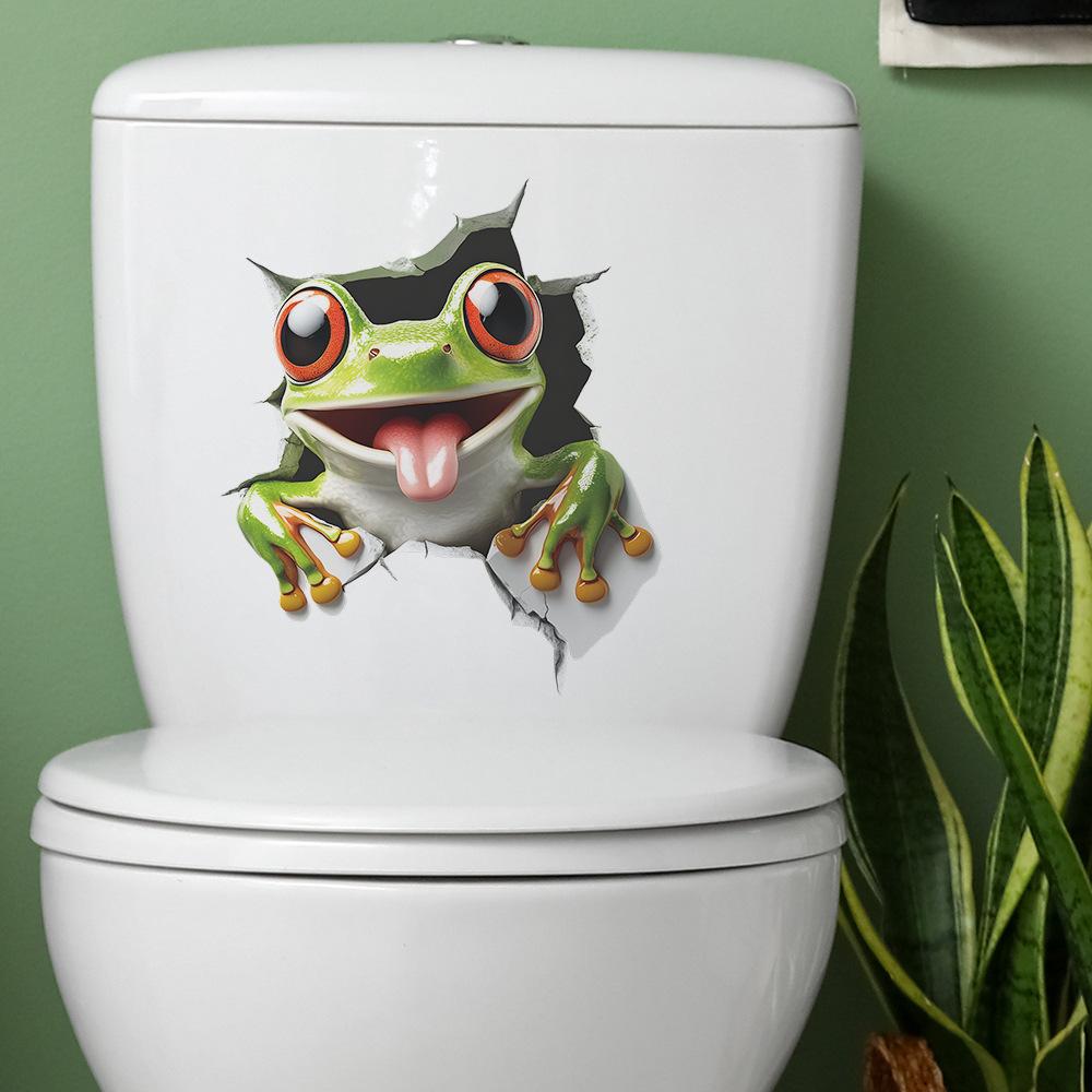 Cartoon Cute Frog Sticking Tongue Out Wall Sticker Self-Adhesive Removable Living Room Hallway Dorm Home Decor
