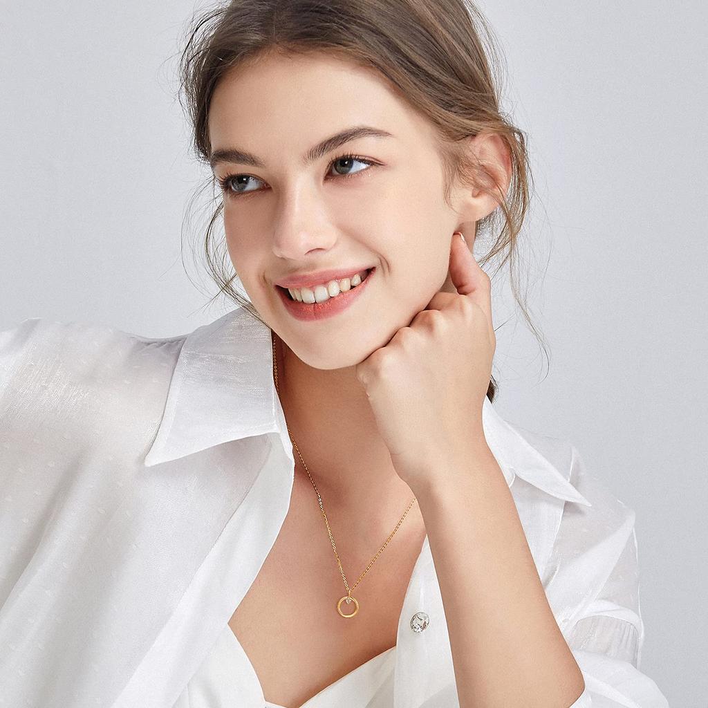 FANCIME 18K Gold Diamond Necklace for Diamond Round Circle 18K Perfect Gift for Gift Wrapping Included Women, Lab-Grown Pendant, Gold, Ring-Shaped,