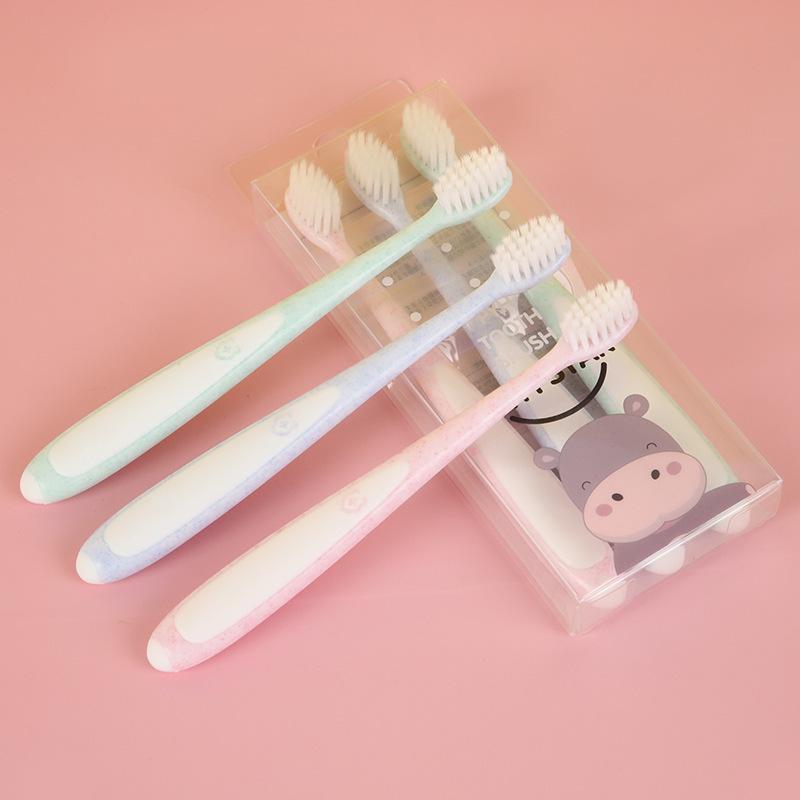 Creative Macaron Jade Children s 3-Piece Soft Bristle Candy Color Cartoon Toothbrush Set, Japanese Style, Model D919. 3-piece set