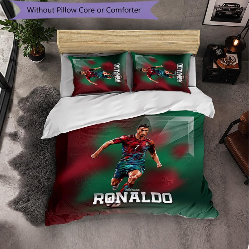 Set Lenzuola 3 Pezzi con Fantasia Cristiano Ronaldo Morbida Microfibra Copripiumino con Federe per Camera da Letto
