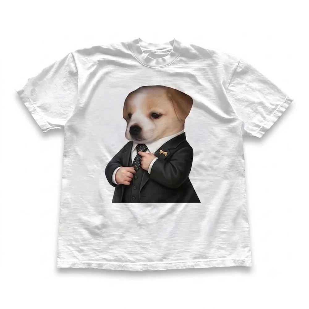 Puppy In Suit Funny Business Dog Meme White TShirt S