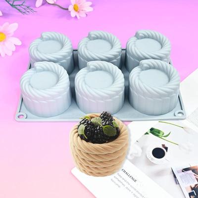 1/6 Cavity Woven Flower Basket Design French Mousse Cake Mould Silicone Cake Mold Kitchen Bakeware Dessert Decorating Tools