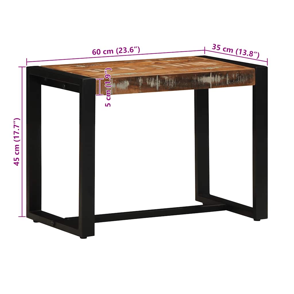 Bench Multicolored 60x35x45 Cm Solid Wood Reclaimed Wood