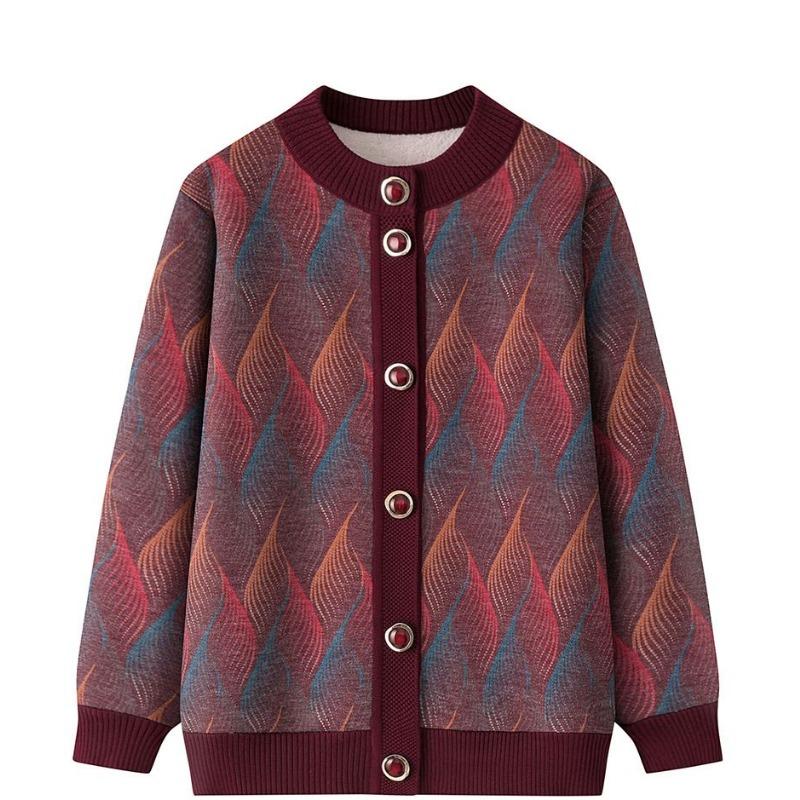 

Пальто для пожилых женщин среднего возраста Бабушки Плюс Бархатные Утепленные Теплые Свитера Топы Осень Зима Модные XL красный