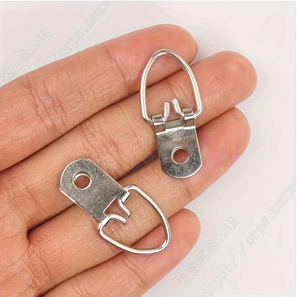 10pcs Metal D-Ring Picture Hangers with Screws - Durable Single Hole Hooks for Clocks, Paintings, Artwork, and Mirrors