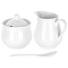 Sugar bowl and creamer, white porcelain, 3 pieces.