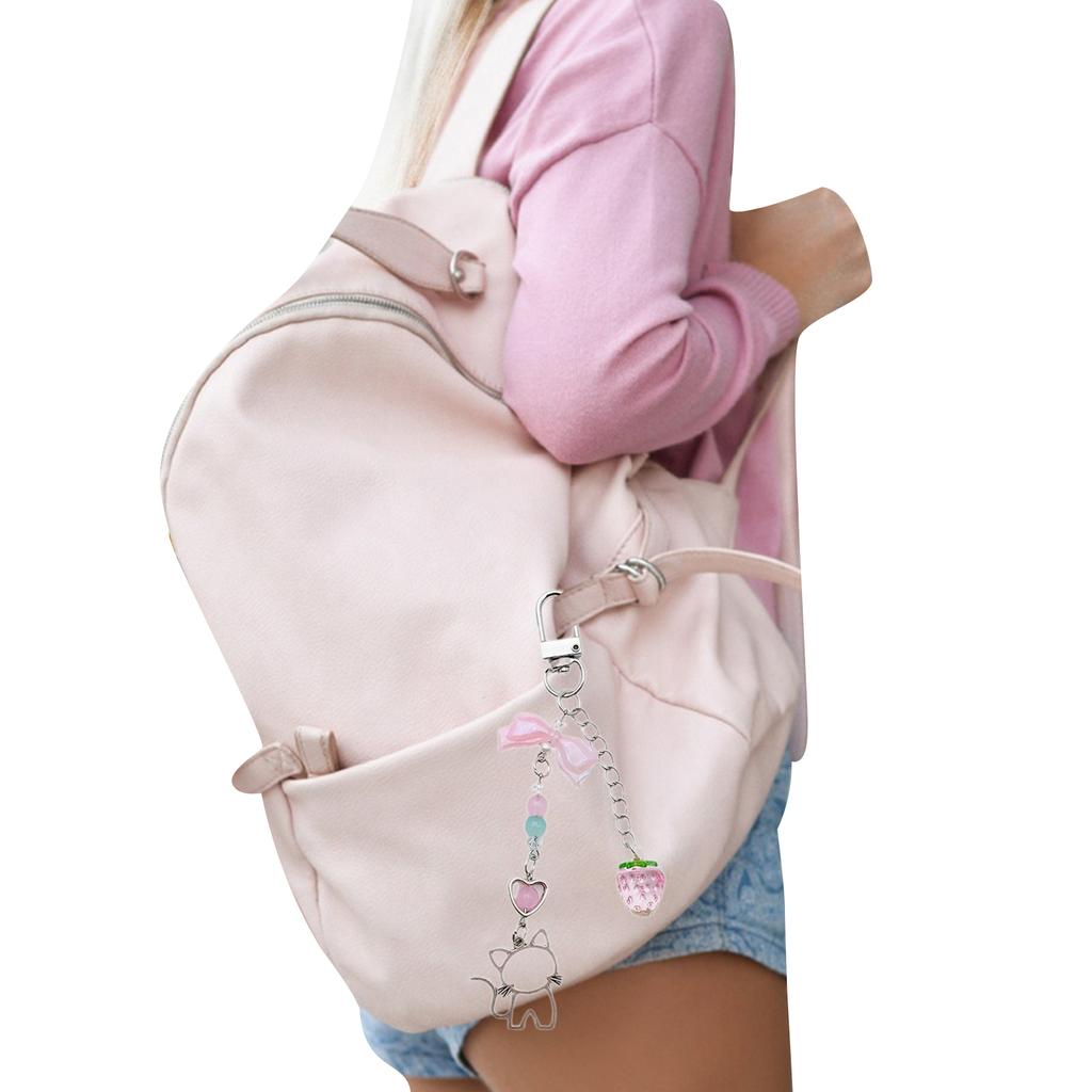 Stylish Beaded Keychain for Handbags Chic Acrylic Key Chain Keyrings Ornament Portable Bag Decorations for Travelers