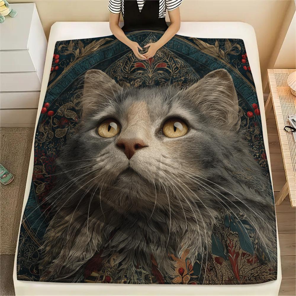 Plush Cats  Print Flannel Blanket, High quality Comfortable for All Seasons, Home Decor, Warmth and Comfort