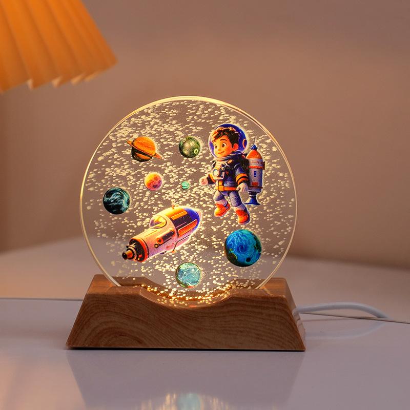 Crystal Disc Luminous Night Lamp Bedside Lamp Ambient Desk Lamp Creative Gift Desktop Decoration Ornament