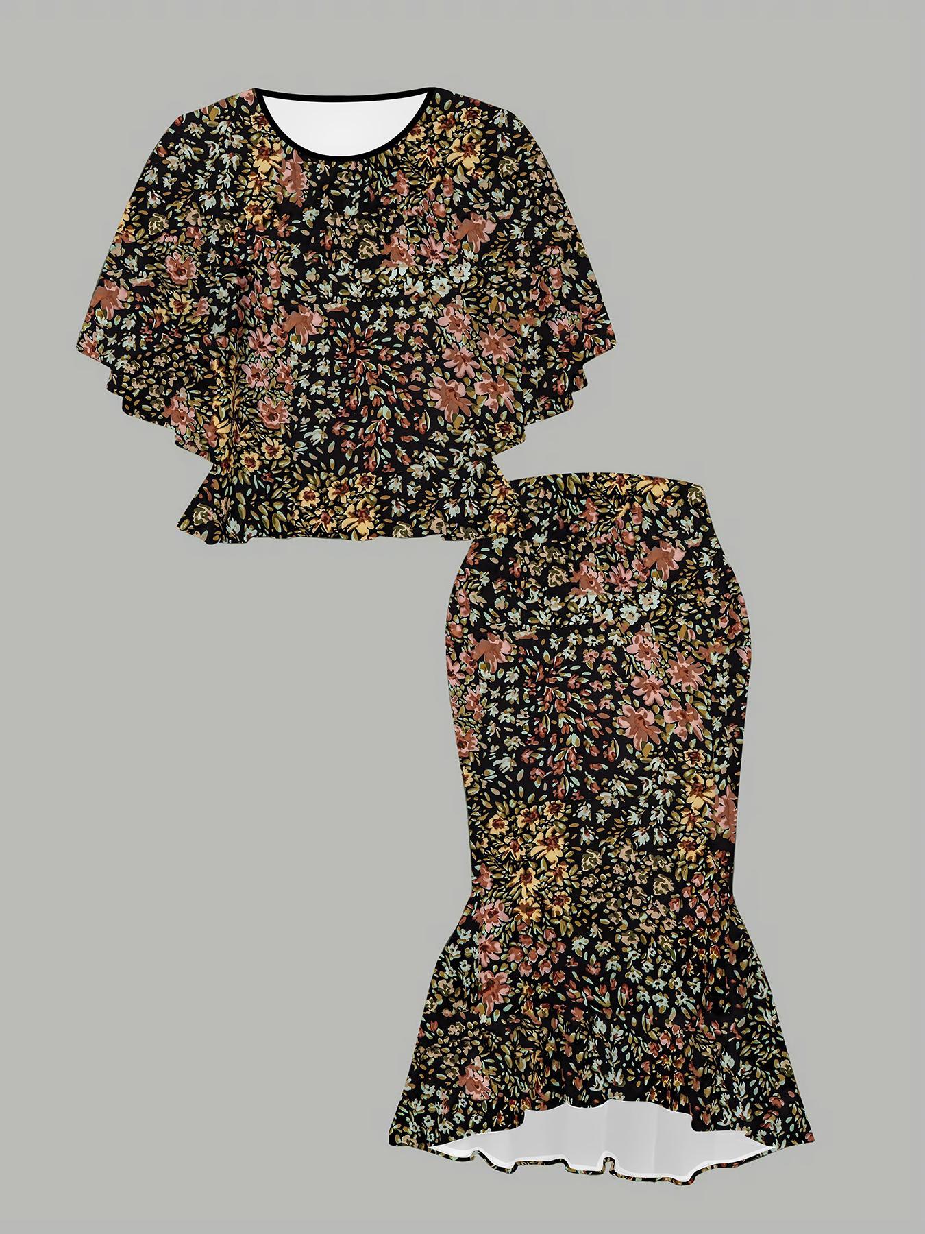 

Классический тотемный женский принт, напечатанный на 3D-принтере, Модный большого размера, Элегантный, Универсальный для всех сезонов. Футболка, Юбка и Комплект 6XL коричневый