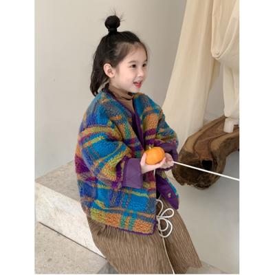 Girls Autumn and Winter Loose Casual Colorful Sweater Thickened Warm Single-breasted Jacket