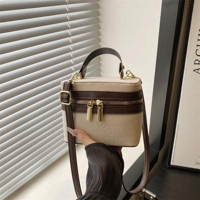 Splicing Women's Bag Summer New Product Temperament Single Shoulder Popular Portable Messenger Bag Contrasting Color Fashion Small Square Bag
