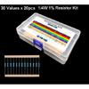 600Pcs (30 Values X 20pcs) 1/4W 1% Metal Film Resistors Set 1 Ohm - 4.7Mohm 1/4 Watt High Precision MF Resistance Kit Assortment