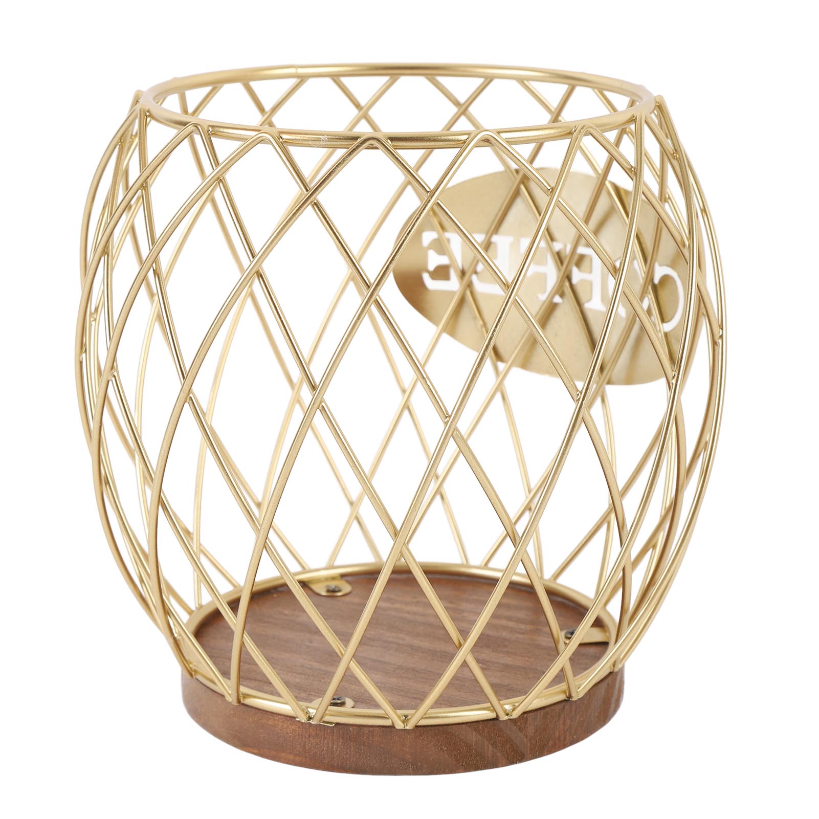 

Coffee Pod Holder Iron Large Capacity Stylish Look Easy Access Wooden Base Coffee Pod Storage for Home Coffee Bar