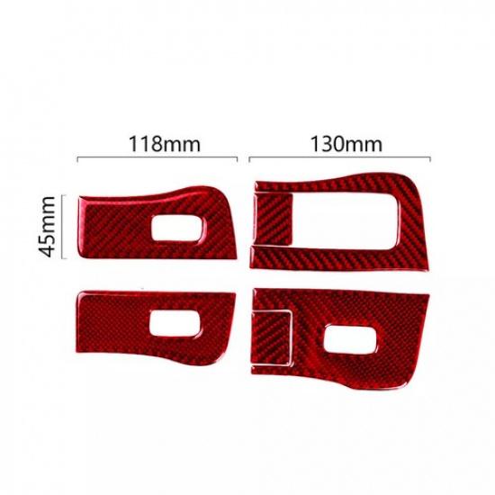 Red Carbon Fiber Window Lift Button Panel Cover Trim For Tesla Model 3/Y 2017-22