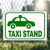 Tin Sign Taxi Stand Retro Green Yellow Street Road Sign Wall Decor for Bar Pub Garage Man Cave Outdoor Patio Vintage Metal Plaqu