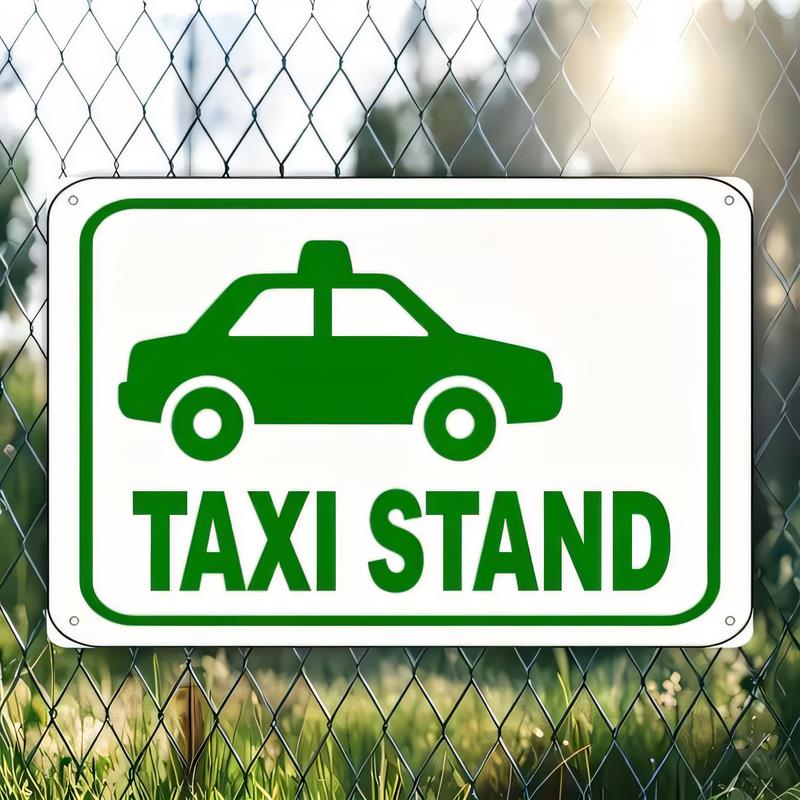 Tin Sign Taxi Stand Retro Green Yellow Street Road Sign Wall Decor for Bar Pub Garage Man Cave Outdoor Patio Vintage Metal Plaqu