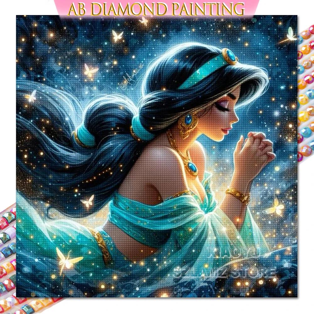 

Набор для алмазной вышивки «Принцесса Тиана» AB круглые стразы Искусство Вышивка Мозаика Подарок ручной работы Новые товары для украшения стен Round 20x20cm