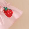 2025 Summer Newborn Ruffle Dress with Lantern Sleeves, Strawberry Butterfly Pattern, and Snap Closure.