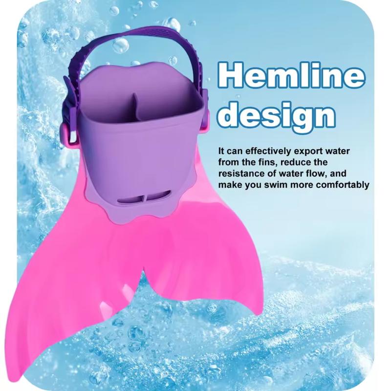 Adjustable Mermaid Silicone Swimming Fins Wear-Resistant Hard Fin for Kids Swim Training Pool Beach Summer Activities