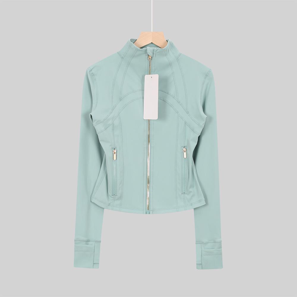 LULULACIE Women's Gold Zipper Stand-up Collar Slim Fit Sports Jacket