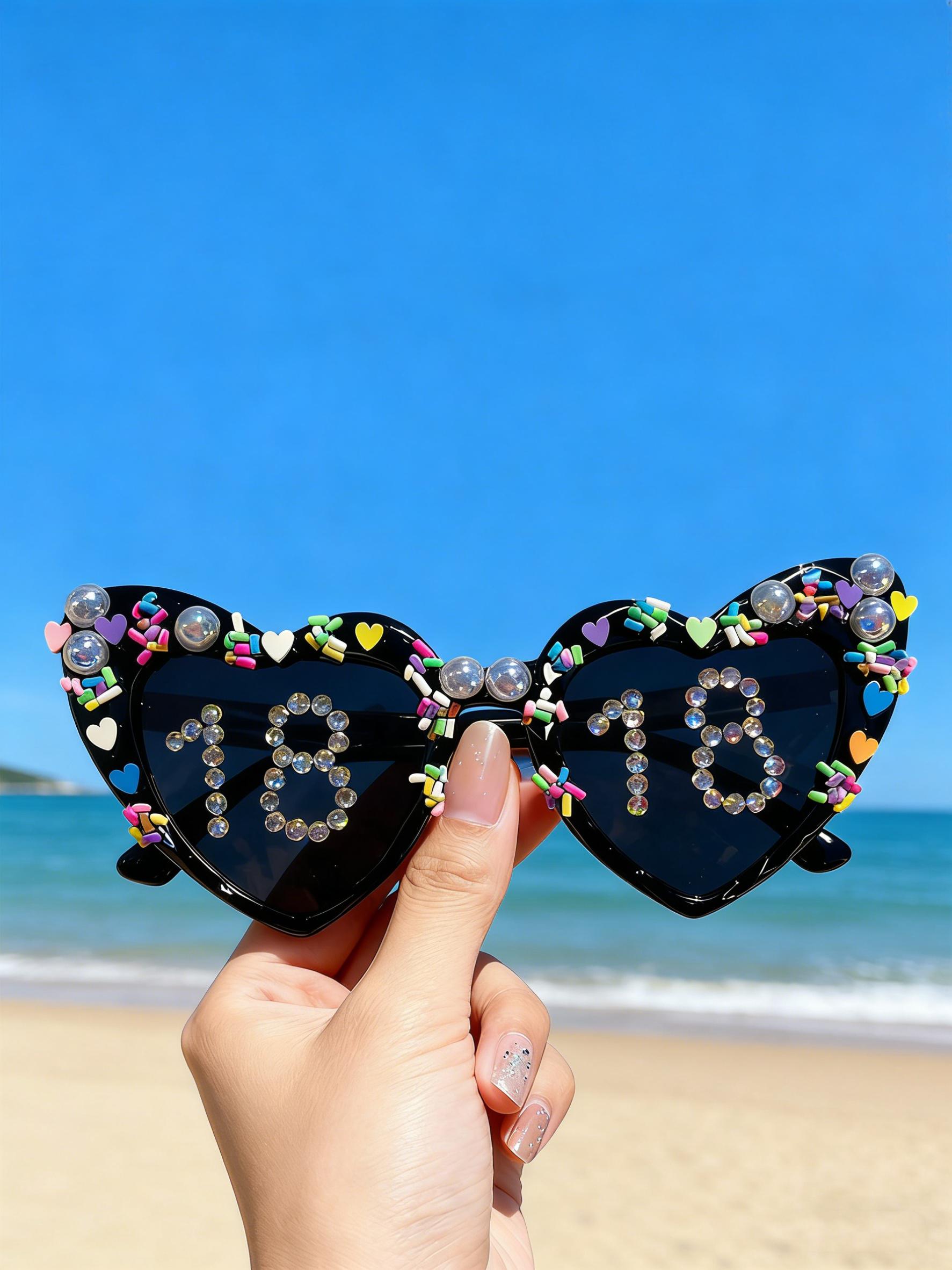 

2026 Lovely Birthday Gift with Diamond-encrusted and Pasted Sunglasses for Women Cute Sun Glasses Romantic Party Gift KJ186