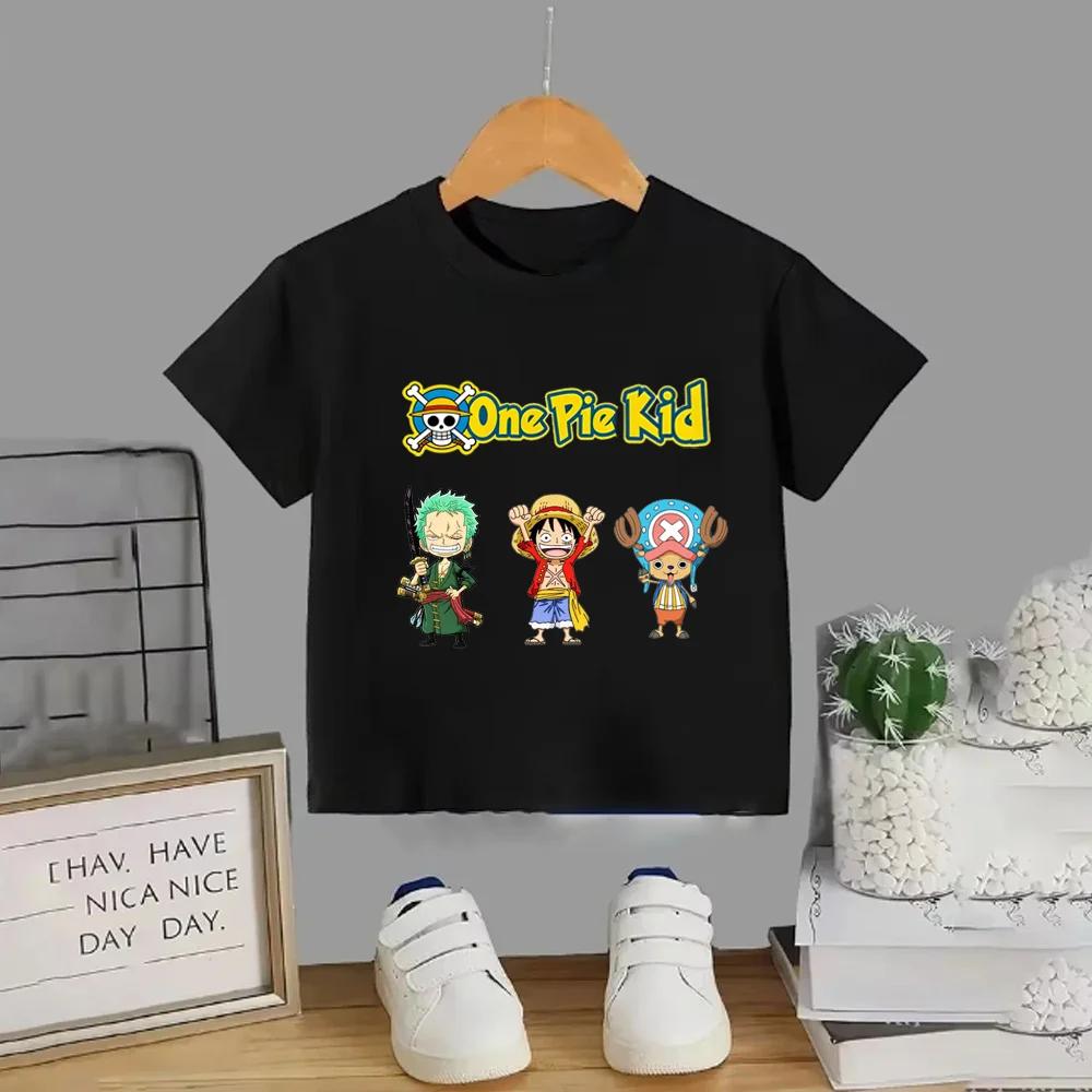 One Piece Anime Printed Mens TShirt Summer Childrens Tshirt Harajuku Short Sleeve Kids Luffy Family Matching Outfits Y2k
