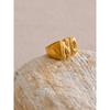 Eetit Size:678 High Quality Stainless Steel Metal ”ON“ Letter Cast Ring 18K Golden Plated Texture Popular Daily Finger Jewelry