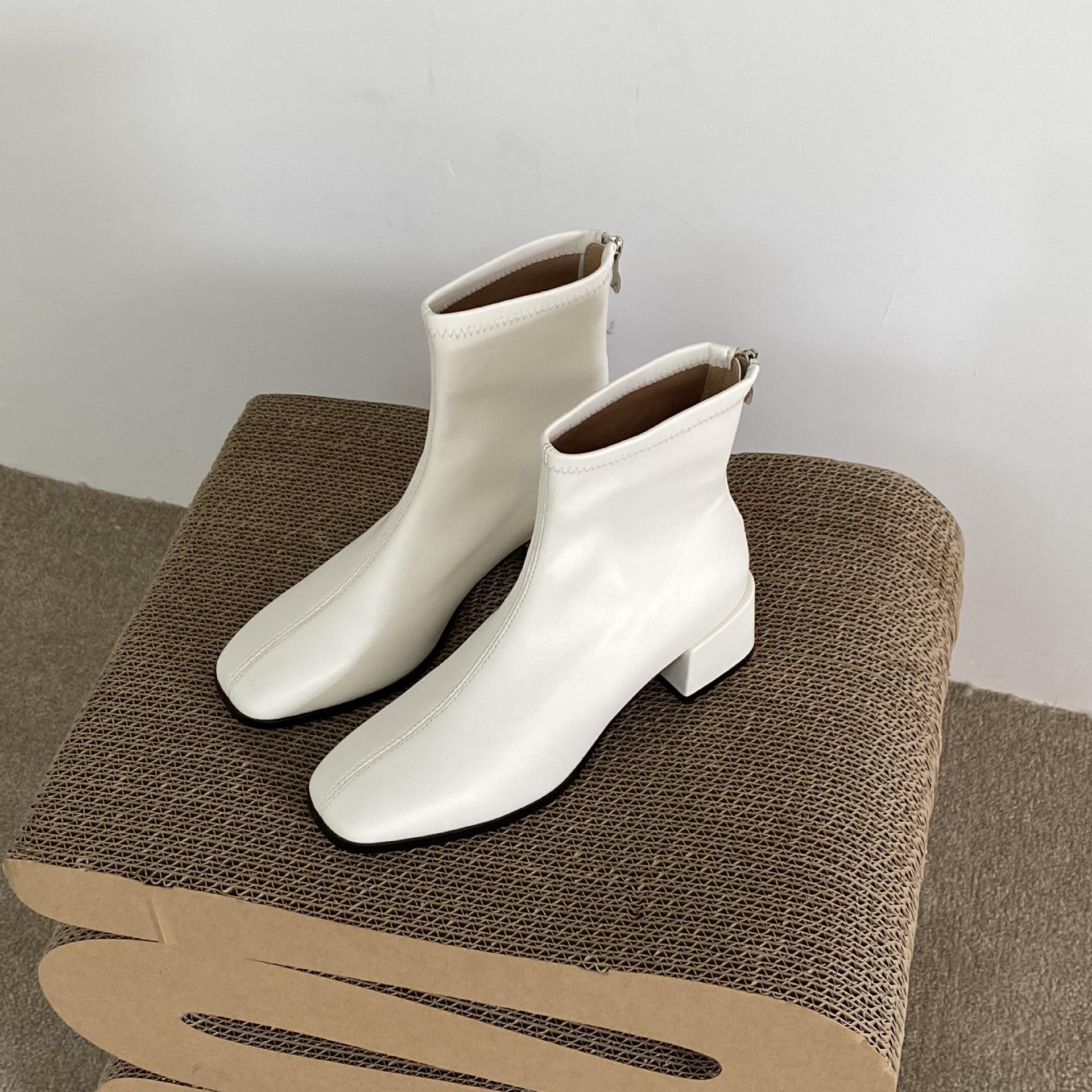 

Женские ковбойские сапоги Botine Femme, винтажные сапоги до середины икры с острым носком, сапоги до колена на квадратном каблуке без шнуровки Botas 39 белый