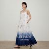 Elegant Tiered A-Line Printed Cotton Long Dress