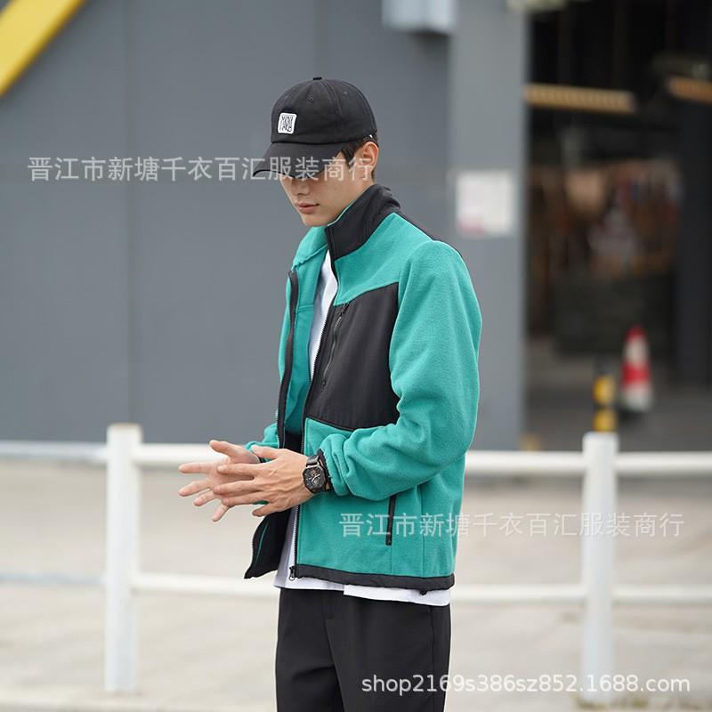 Mens Fleece Jacket Outdoor Hiking Casual Stand Collar Outerwear Warm Top
