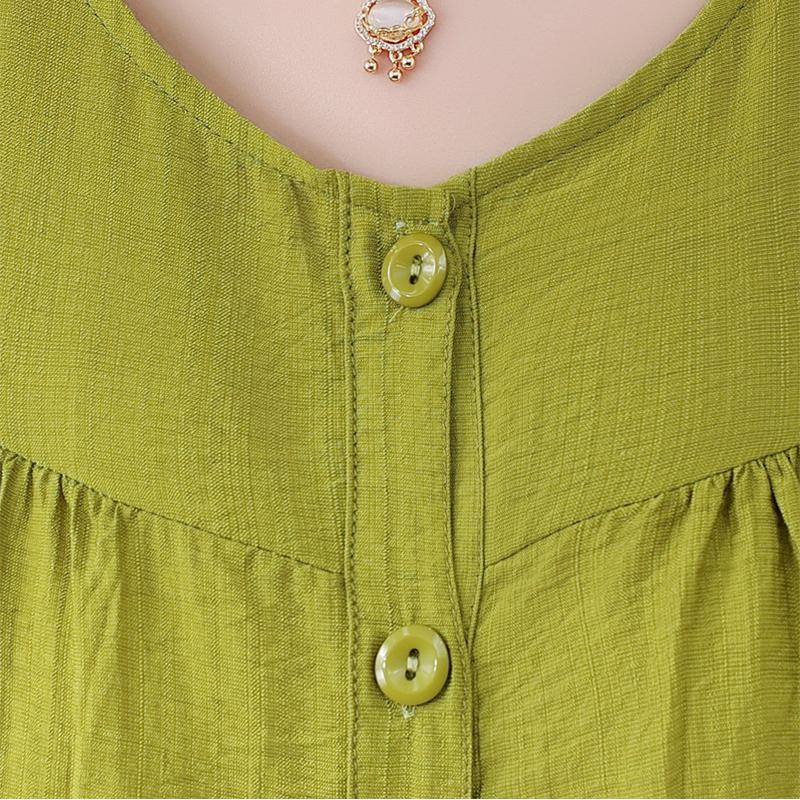 Women's Plus Size 2-Piece Set, Linen-cotton Sleeveless Button Top & Wide Leg Pants (XL-7XL)
