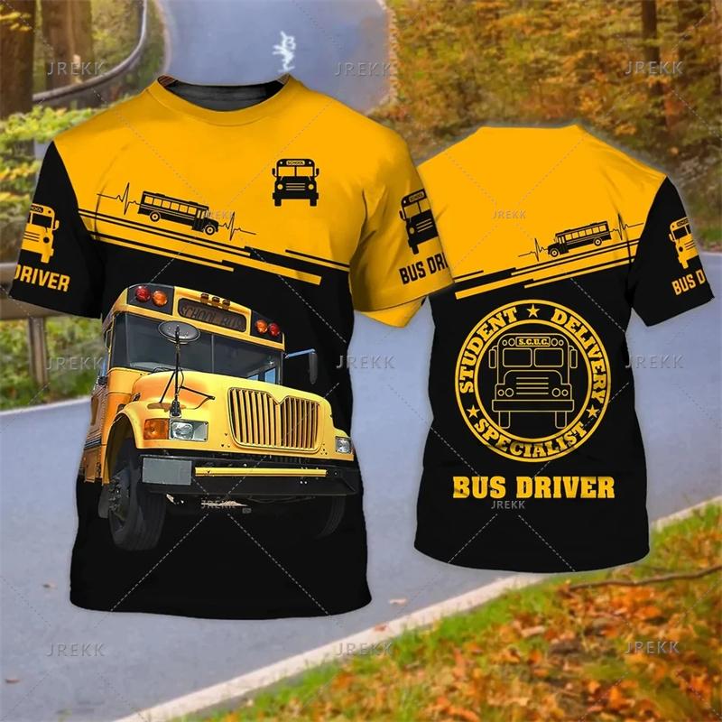 School Bus Driver Men's T-shirt 3D Print Casual Uniform Homme Summer O Neck Short Sleeve Oversized Unisex Harajuku Clothing 4XL