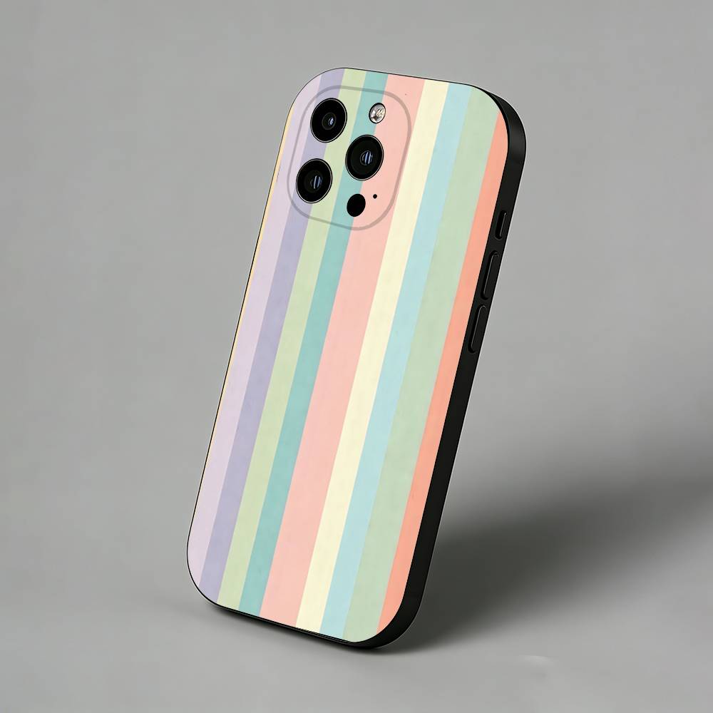 Colorful Striped Minimalist INS Couple Lichee Phone Case for iPhone 17 Air 16 Pro Max 16e 15 Plus 14 13 Mini 12 11 Back Cover