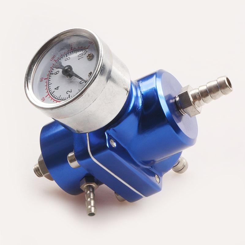 Regulátor tlaku paliva z hliníkové slitiny Univerzální nastavitelný regulátor tlaku paliva FPR s tlakoměrnou hadicí 0-140 psi Nastavitelný