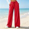 Women's Color Loose Fit Straight Leg Pants with Pockets Casual