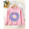 Unisex Kids Crewneck Sweatshirt, Colorful Swirl Full Zero Letter Print Pullover, Boys Girls Trendy Casual Sweatshirt For Kids Over 4 Years Old