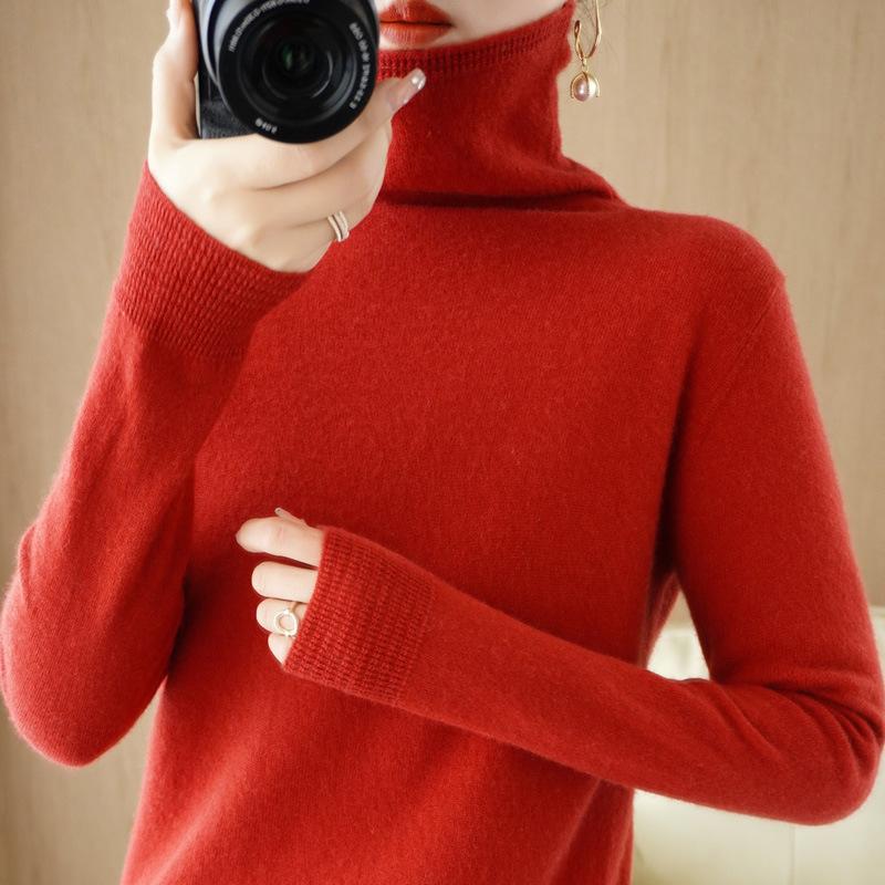 Turtleneck Pullover Fall/winter Cashmere Sweater Women Pure Color Casual Long-sleeved Loose Pullover Bottoming Women's