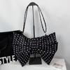 Elegant Large Capacity Bowknot Tote Fashion Zipper Handbag Pleated Bow Crossbody Bags  Office Use