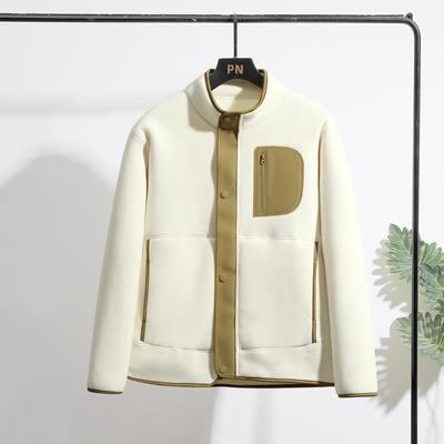Autumn and Winter Warm Season Outdoor Fleece Clothes Men's and Women's Color Blocked Stand Up Collar Fleece Coat Jacket with Thick Fleece for Warmth