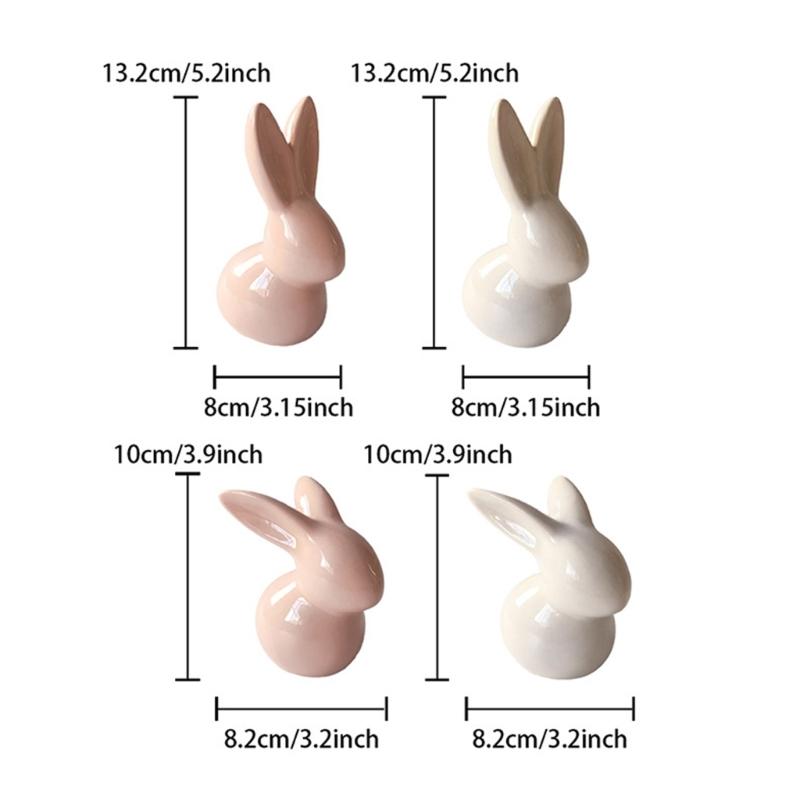 Basic Ceramic Rabbit Statue Sweet Small Animal Ornament Lovely Desk Decoration For Bookshelf Living Room Accent
