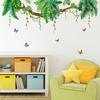 Tropical Leaves Branch Wall Decals Hanging Vines Green Plants Butterfly Wall Stickers Living Room Bedroom Office Wall Decor M47