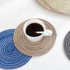 Concise Round Linen Braided Cup Coaster Heat Insulated Bowl Plate Place Mat