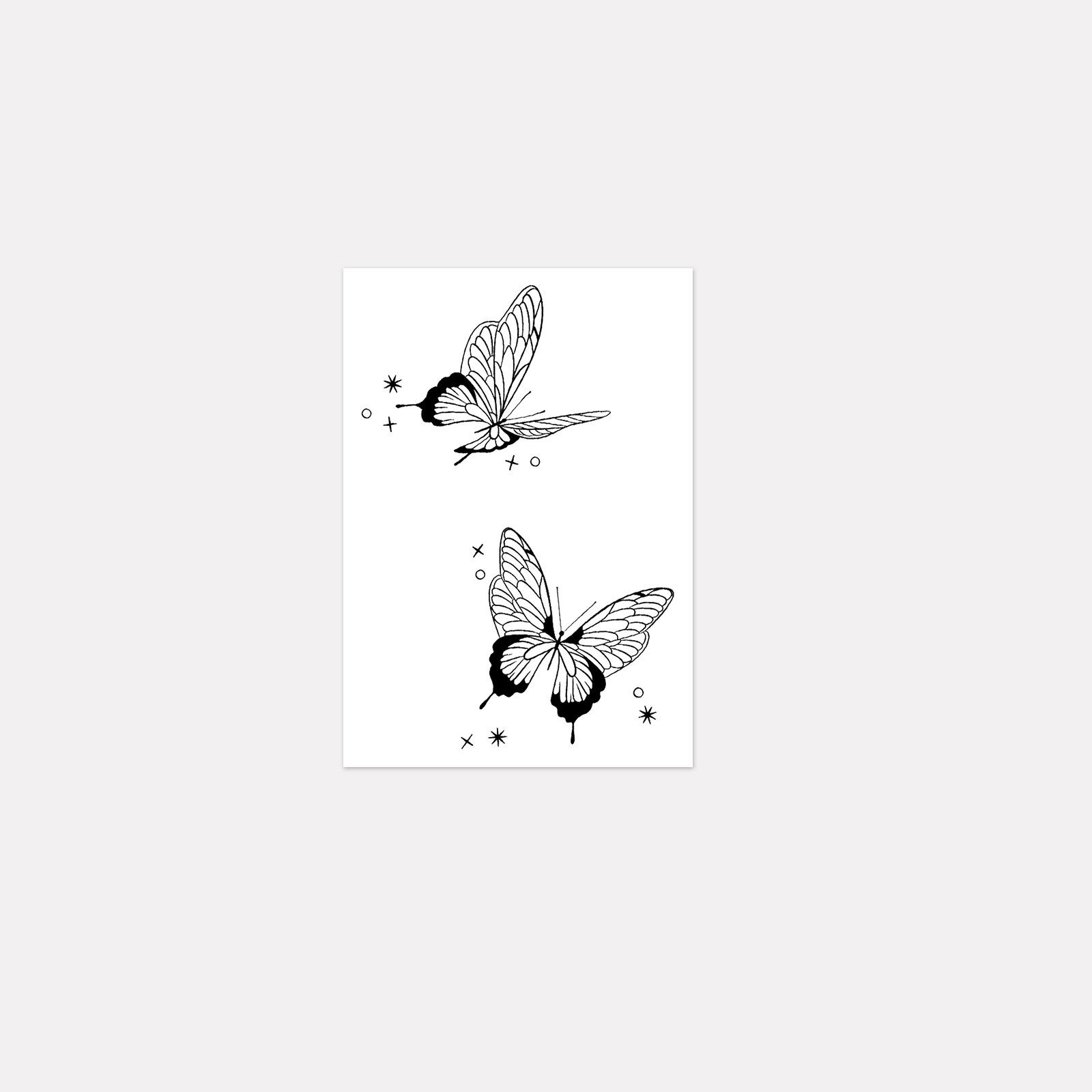 Premium Sense Simple Small Fresh Romantic Stars Butterfly Spice Girl Arm Clavicle Tattoo Sticker 7*10CM